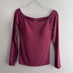 Klassy Network Off Shoulder Longsleeve Brami Top Womens Large Dark Cherry Padded